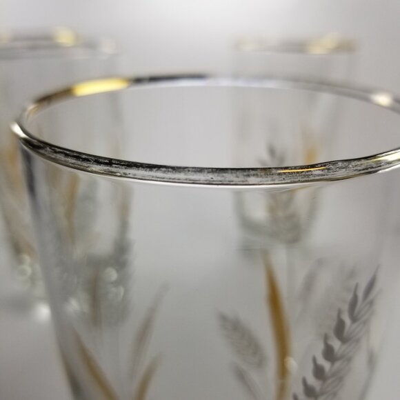 Libby Wheat Spray Cocktail Glasses, White and Gold Wheat Tumblers, Circa 1960 - Picture 9 of 15